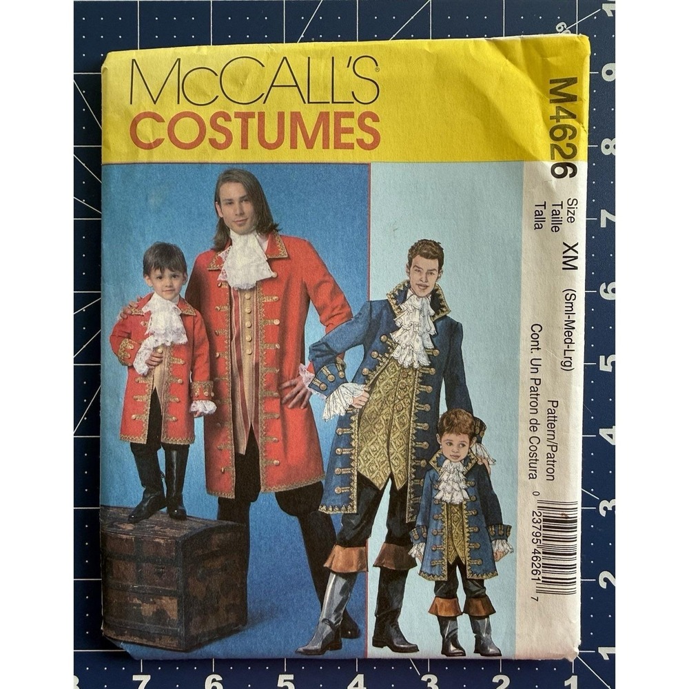 McCall' Pattern M4626 Men's Pirate Aristocrat Costume Size XM (S-L, 34-44) UC FF